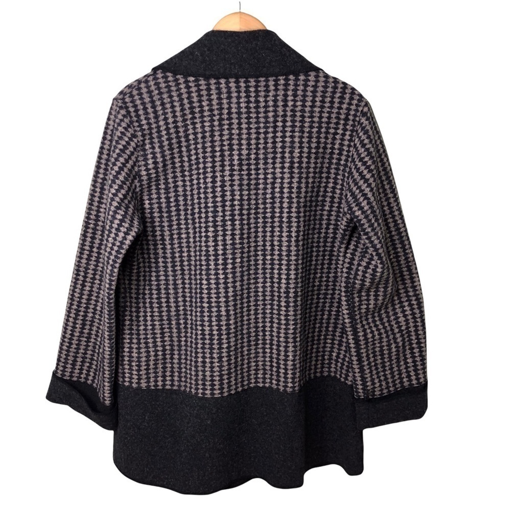 Janska Houndstooth Toggle Jacket Gray Fleece Shacket Pockets Size Large - Picture 4 of 7